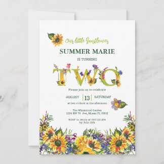 Sonnenblume Zweiter Geburtstag Einladung