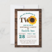 Sonnenblume Zweites Geburtstag Einladung (Vorderseite)