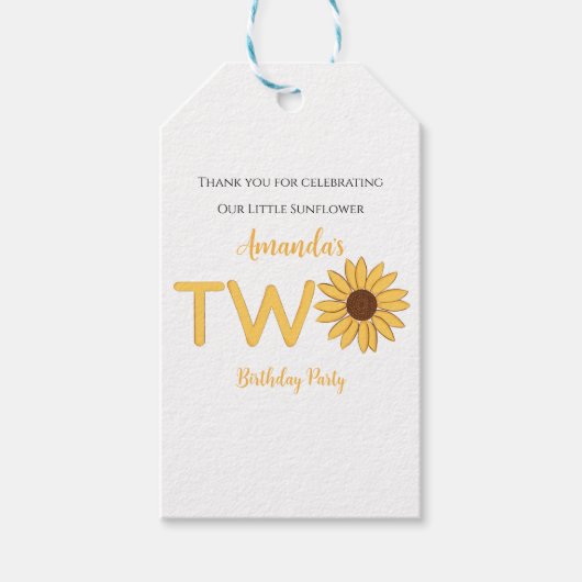 Sonnenblume Zweites Geburtstag Geschenkanhänger (Vorderseite)