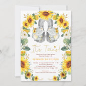 Sonnenblume Zwillingslephant Babydusche Gelbe Blüt Einladung (Vorderseite)