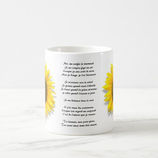 Sonnenblumegedicht, Herz innerhalb /Mug-Größe 11oz Kaffeetasse (Mittel)