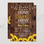 Sonnenblumehousewarming-lädt süßes Zuhause-Holz Einladung (Vorne/Hinten)