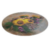 Sonnenblumen 12" Rund Schneidebrett (Ecke)