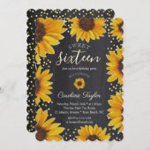 Sonnenblumen 16. Geburtstagskarte Einladung (Vorne/Hinten)