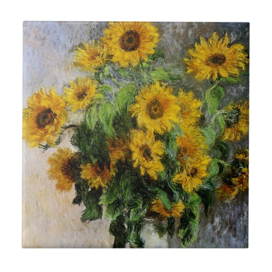 Sonnenblumen, 1881 von Monet. Fliese (Vorderseite)
