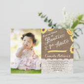 Sonnenblumen 1. Geburtstags-Taufe | Cumple Bautism Einladung (Stehend Vorderseite)