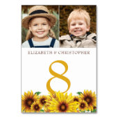 Sonnenblumen 2 Fotos Hochzeit Tischnummer (Rückseite)