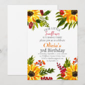 Sonnenblumen 3. Geburtstagslandblume Einladung (Vorne/Hinten)