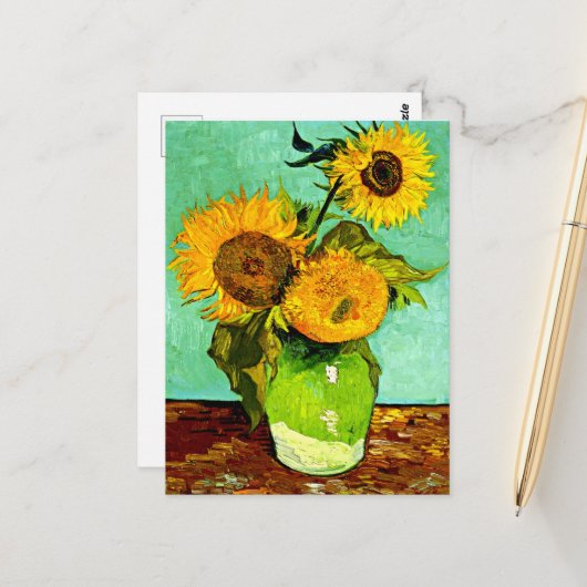 Sonnenblumen (3) von Vincent van Gogh. Postkarte (Vorderseite/Rückseite Beispiel)