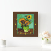 Sonnenblumen, 3 von Vincent van Gogh, Quadratische Wanduhr (Zuhause)