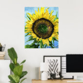 Sonnenblumen 4 Aquarellmalerei Art Poster Drucken (Heimbüro)