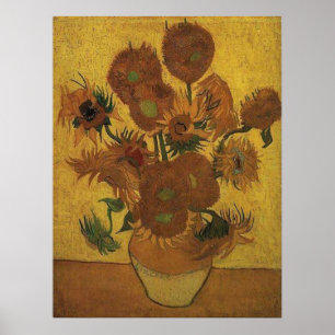 Sonnenblumen 4. Version mit orangefarbenem Hinterg Poster