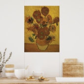 Sonnenblumen 4. Version mit orangefarbenem Hinterg Poster (Küche)