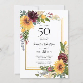 Sonnenblumen 50. Geburtstag Einladung
