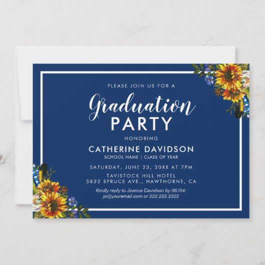 Sonnenblumen Abschluss 2025 Foto Einladung (Rückseite)