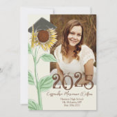 Sonnenblumen-Abschluss-Ankündigung mit Hat Country Einladung (Vorderseite)