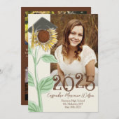 Sonnenblumen-Abschluss-Ankündigung mit Hat Country Einladung (Vorne/Hinten)