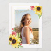 Sonnenblumen Abschluss Einladung (Vorne/Hinten)