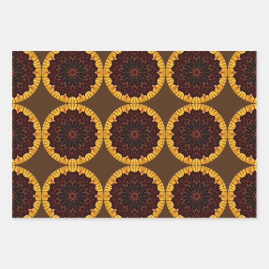Sonnenblumen Abstrakt Mandala Wrapping Craft Papie Geschenkpapier Set (Vorderseite 2)