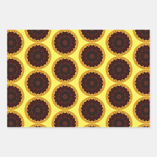 Sonnenblumen Abstrakt Mandala Wrapping Craft Papie Geschenkpapier Set (Vorderseite)