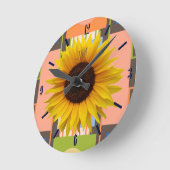Sonnenblumen, abstrakter Hintergrund, benutzerdefi Runde Wanduhr (Winkel)