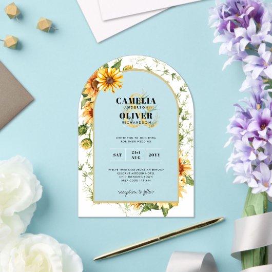 Sonnenblumen Acrylic Clear Modern Rustic Boho Acryleinladungen (Insitu (Hochzeit))