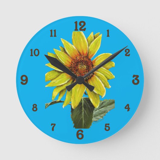 Sonnenblumen Akronylic Wall Clock Runde Wanduhr (Vorderseite)