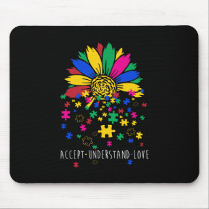 Sonnenblumen akzeptieren Liebe Weltautismus-Krieg Mousepad
