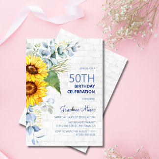 Sonnenblumen Alter Wand Brick Grüne Geburtstag Einladung