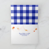 Sonnenblumen am blauen und weißen Büffel karierter Karte (Innenseite)