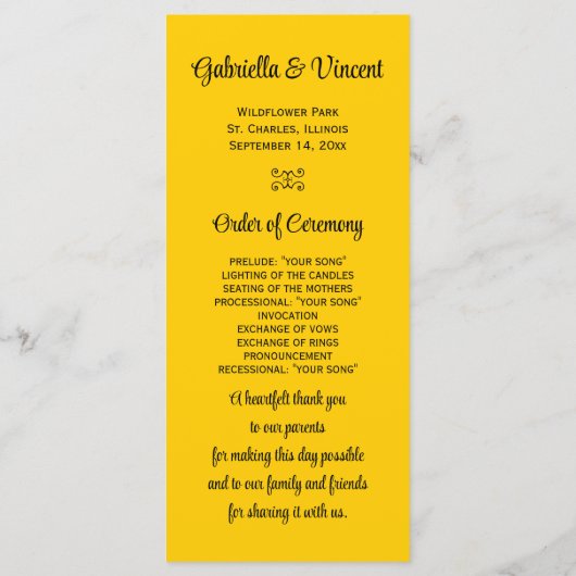 Sonnenblumen am Blue Wedding Programm (Rückseite)