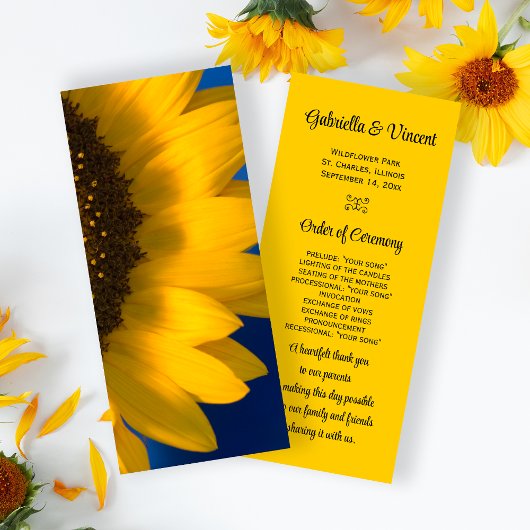 Sonnenblumen am Blue Wedding Programm