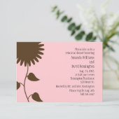 Sonnenblumen am rosa Probe Abendessen Einladung (Stehend Vorderseite)