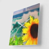 Sonnenblumen am Strand Quadratische Wanduhr (Winkel)
