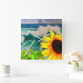 Sonnenblumen am Strand Quadratische Wanduhr (Zuhause)