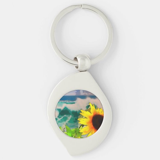 Sonnenblumen am Strand Schlüsselanhänger (Vorderseite)