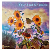 Sonnenblumen an der Felsenwand Fliese (Vorderseite)