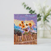 Sonnenblumen an der Felsenwand Postkarte (Stehend Vorderseite)