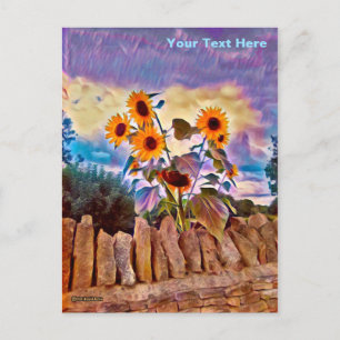 Sonnenblumen an der Felsenwand Postkarte