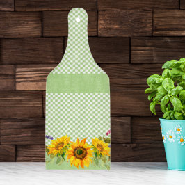 Sonnenblumen an der Tafel Schneidebrett