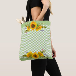 Sonnenblumen an der Tafel Tasche