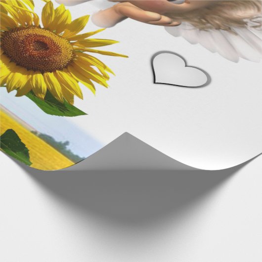 Sonnenblumen Angel Matte Wrapping Paper Geschenkpapier (Ecke)