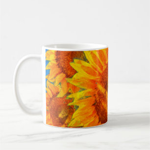 Sonnenblumen-Anordnung. Van Gogh-Imitation. Kaffeetasse