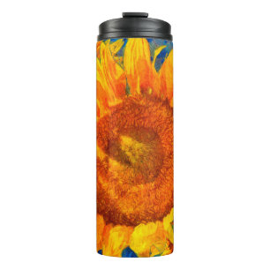Sonnenblumen-Anordnung. Van Gogh-Imitation. Thermosbecher