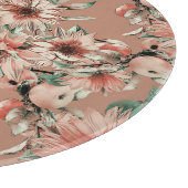 Sonnenblumen, Äpfel: Wasserfarbenmuster im Herbst Schneidebrett (Ecke)