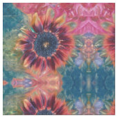 Sonnenblumen Aquamarin Rotes Orange Rosa Rustikale Stoff (Nahaufnahme)