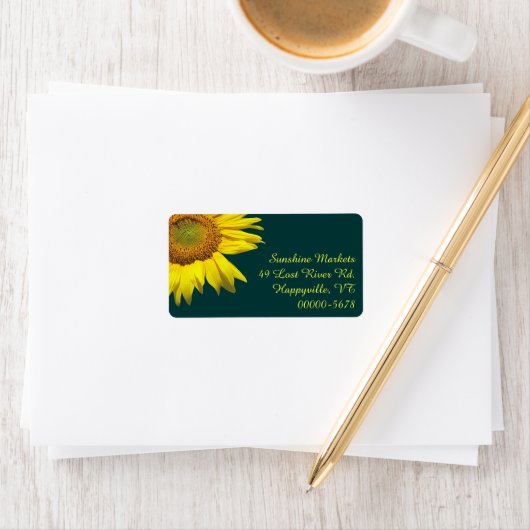 Sonnenblumen Aquamarine Rücksendeadressen-Aufklebe Adressaufkleber (Insitu)