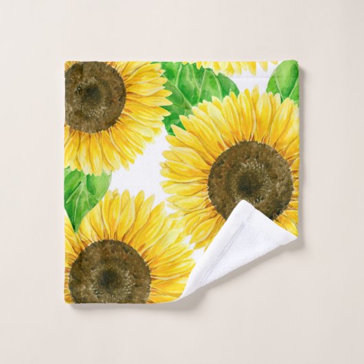 Sonnenblumen Aquarell Badhandtuch Set (Waschlappen)