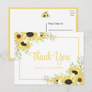 Sonnenblumen-Aquarell-Blumen-Hochzeit-Dankeschön Postkarte