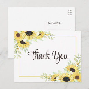 Sonnenblumen-Aquarell-Blumen-Hochzeit-Dankeschön Postkarte